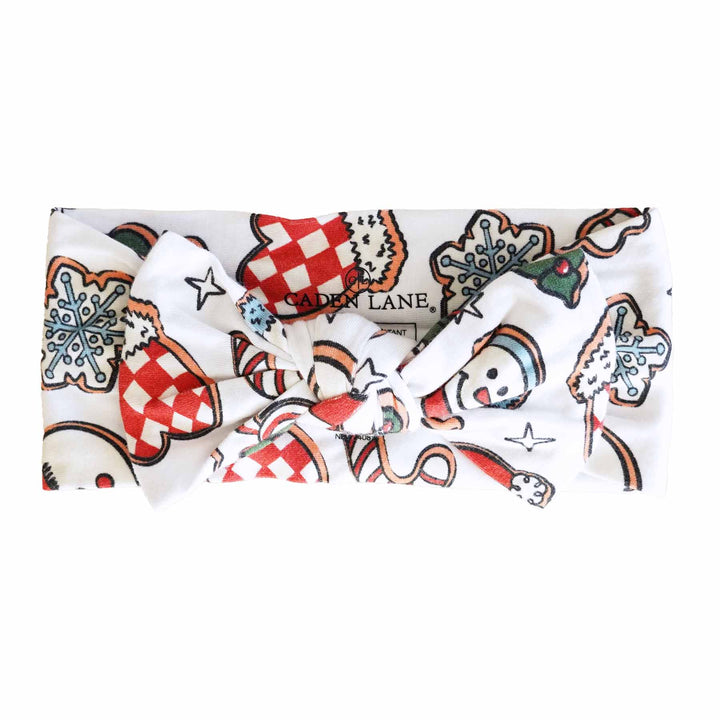 santa's cookies knit large bow headwrap 