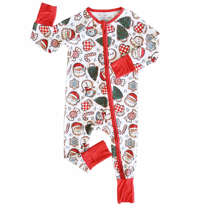 convertible zip romper santa's cookies 