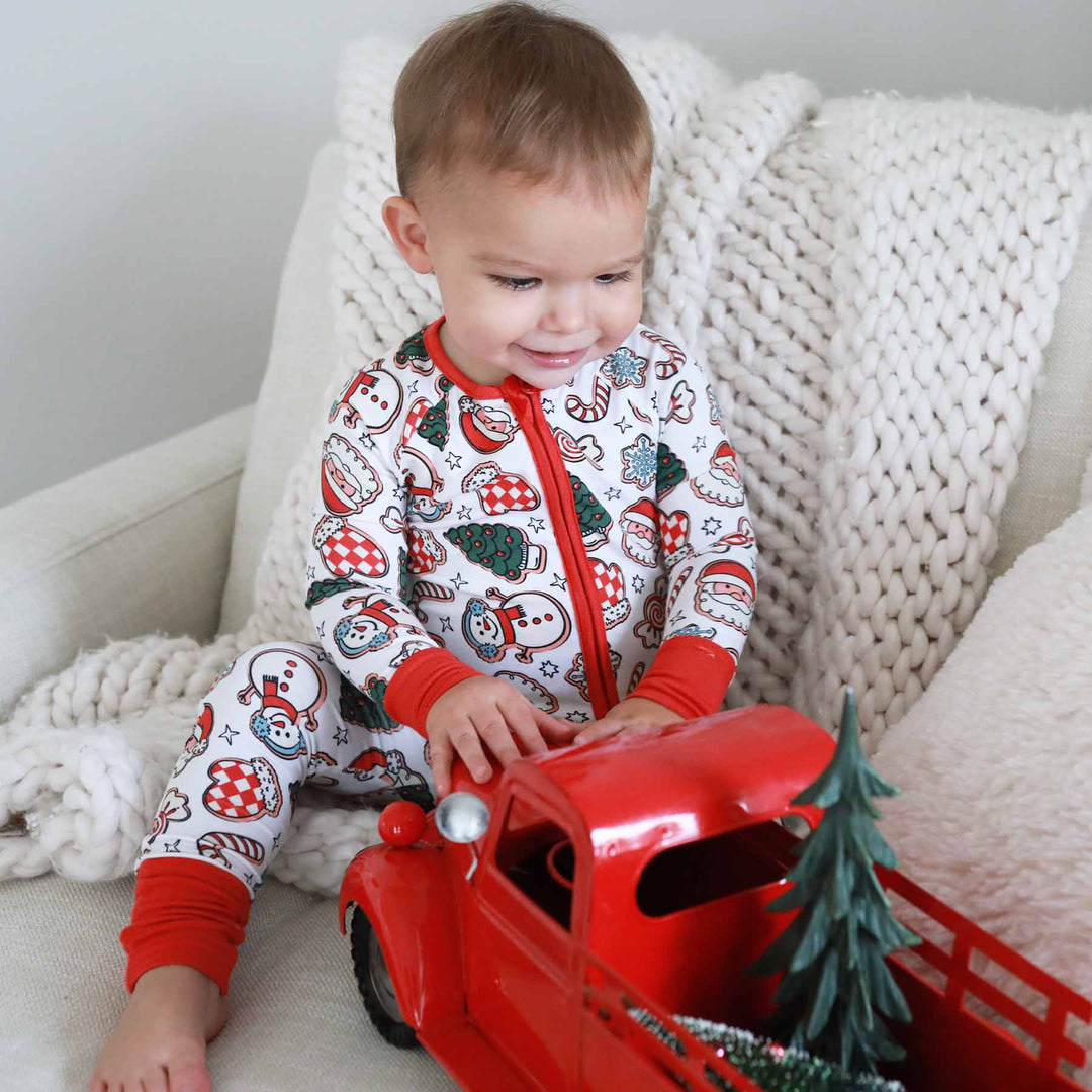 christmas cookie pajama romper for toddlers