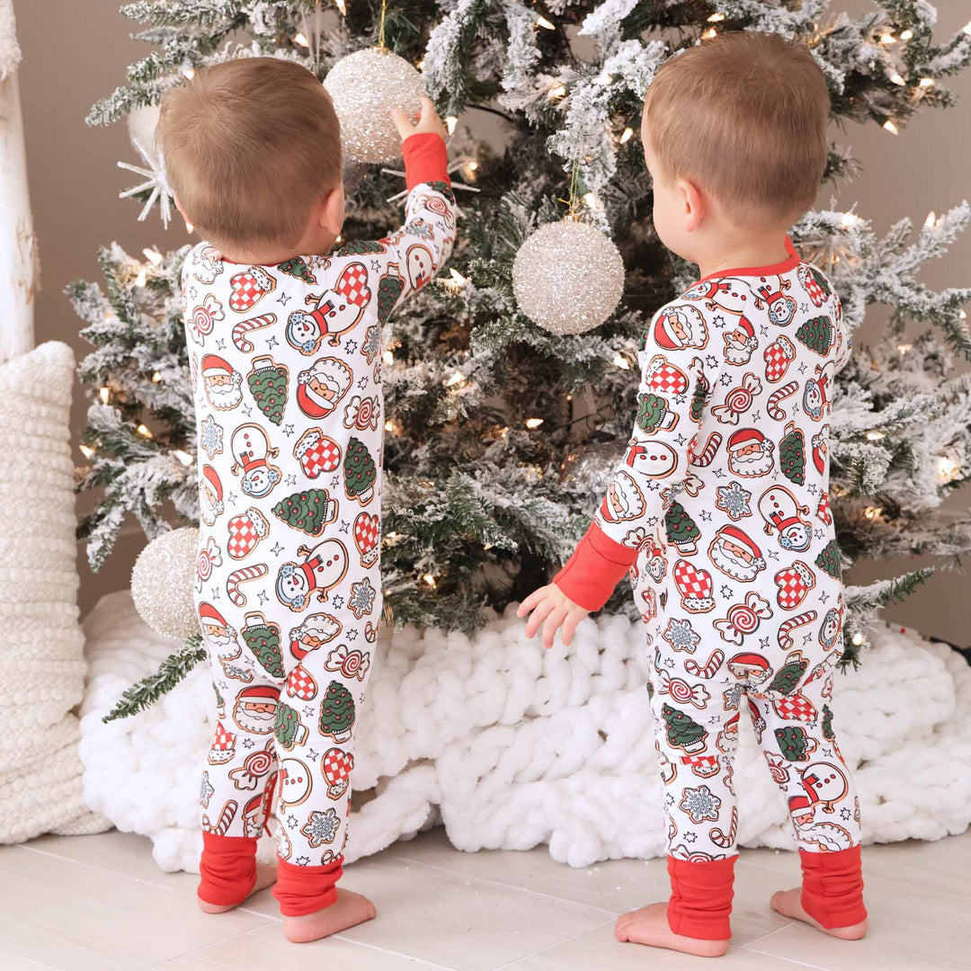 christmas pajama romper for babies with cookies