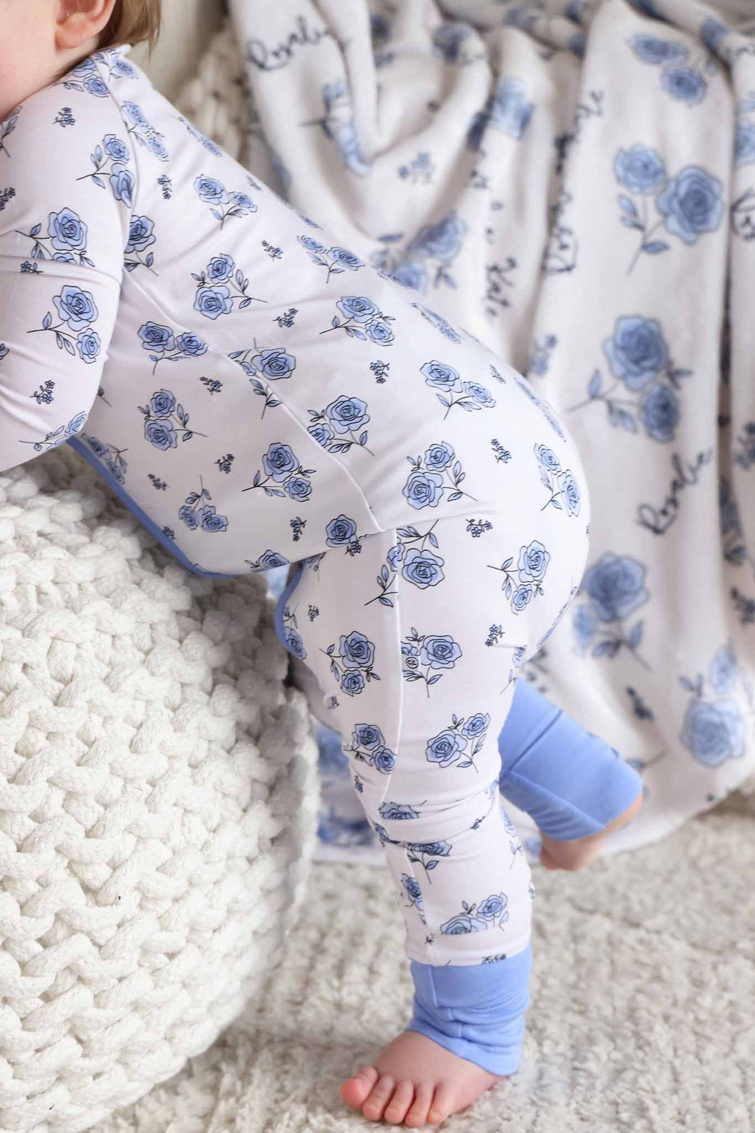 side view of sapphire garden bamboo viscose convertible zip romper 