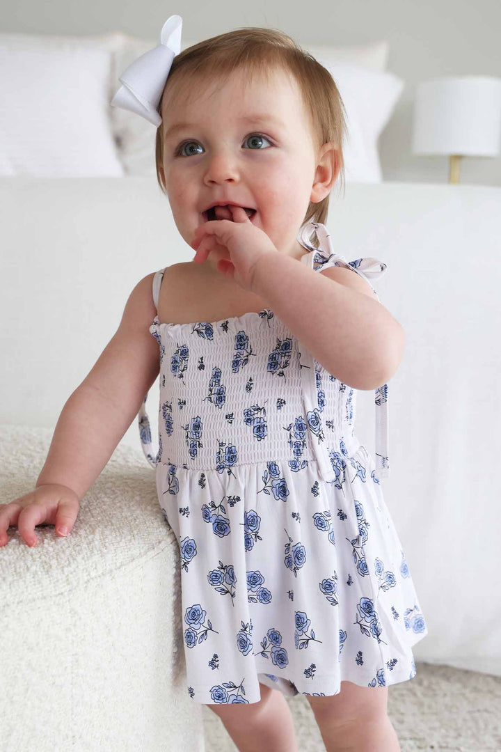 sapphire garden smocked bodysuit 