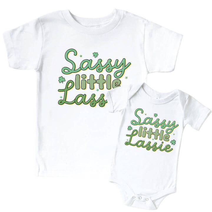 Sassy Little Lassie Shamrock Sweets Shirt and bodysuit Mocks 