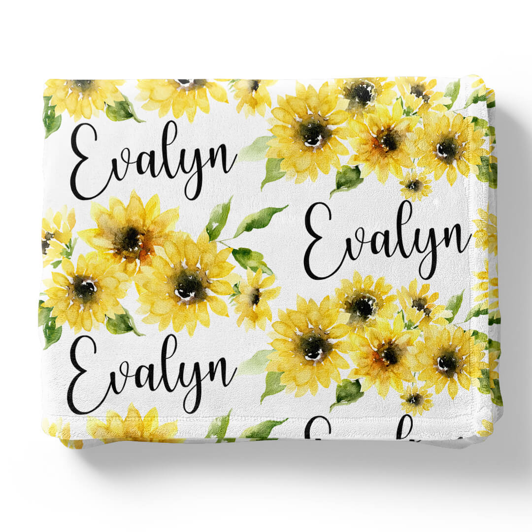 sunflower personalized toddler blanket 