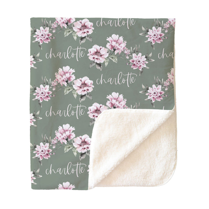 Saylor's Sage & Blush Floral Personalized Toddler Blanket