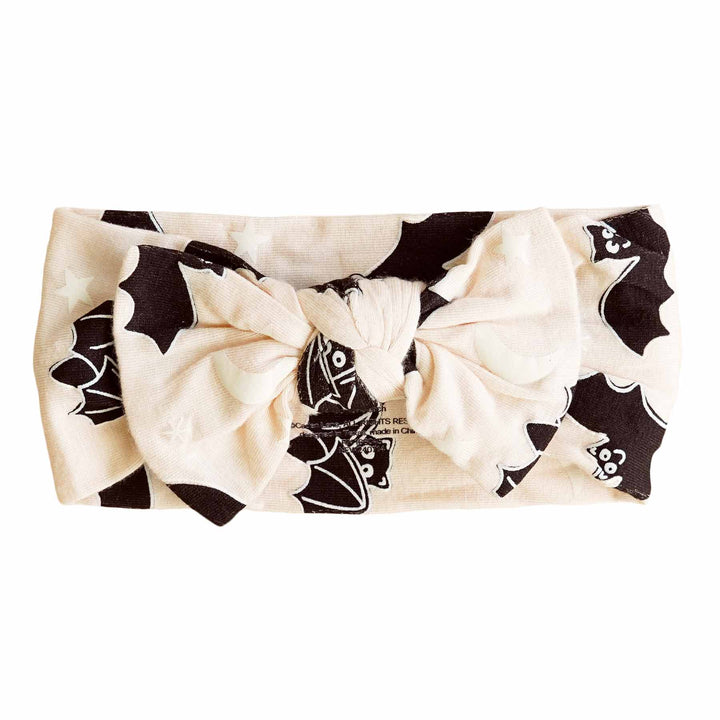 glow in the dark knit bow headwrap for babies 