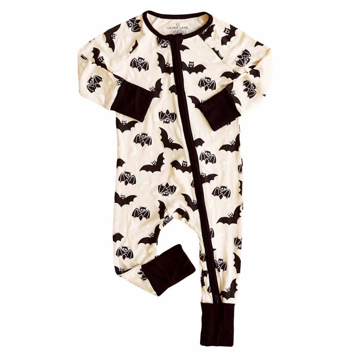 scaredy bats pajama romper for babies 