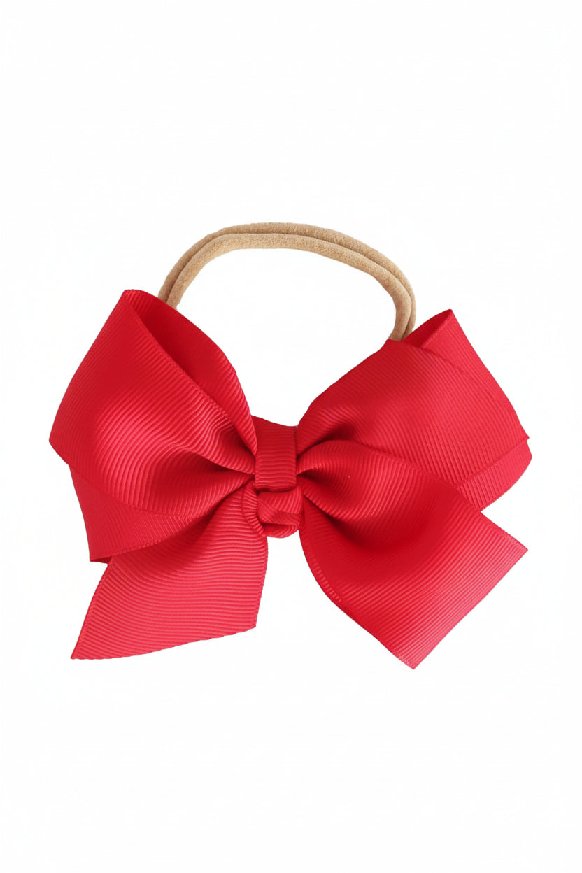 scarlet red ribbon bow headband for babies 