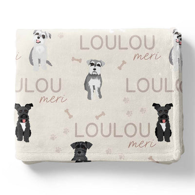 dog blanket personalized with name and schnauzer