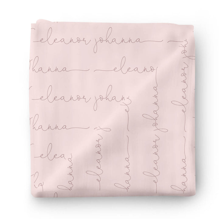 Personalized Blush Baby Name Swaddle Blanket