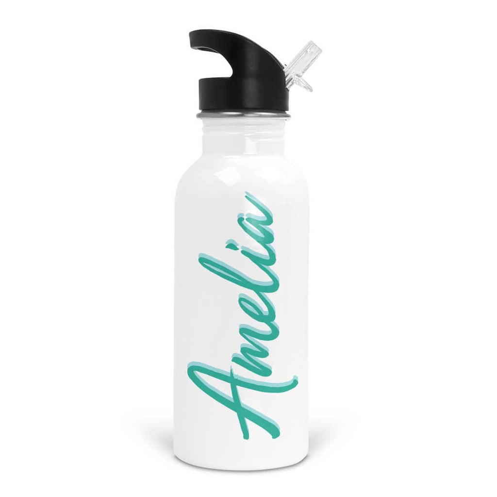 Waves & Sky Script Personalized Water Bottle