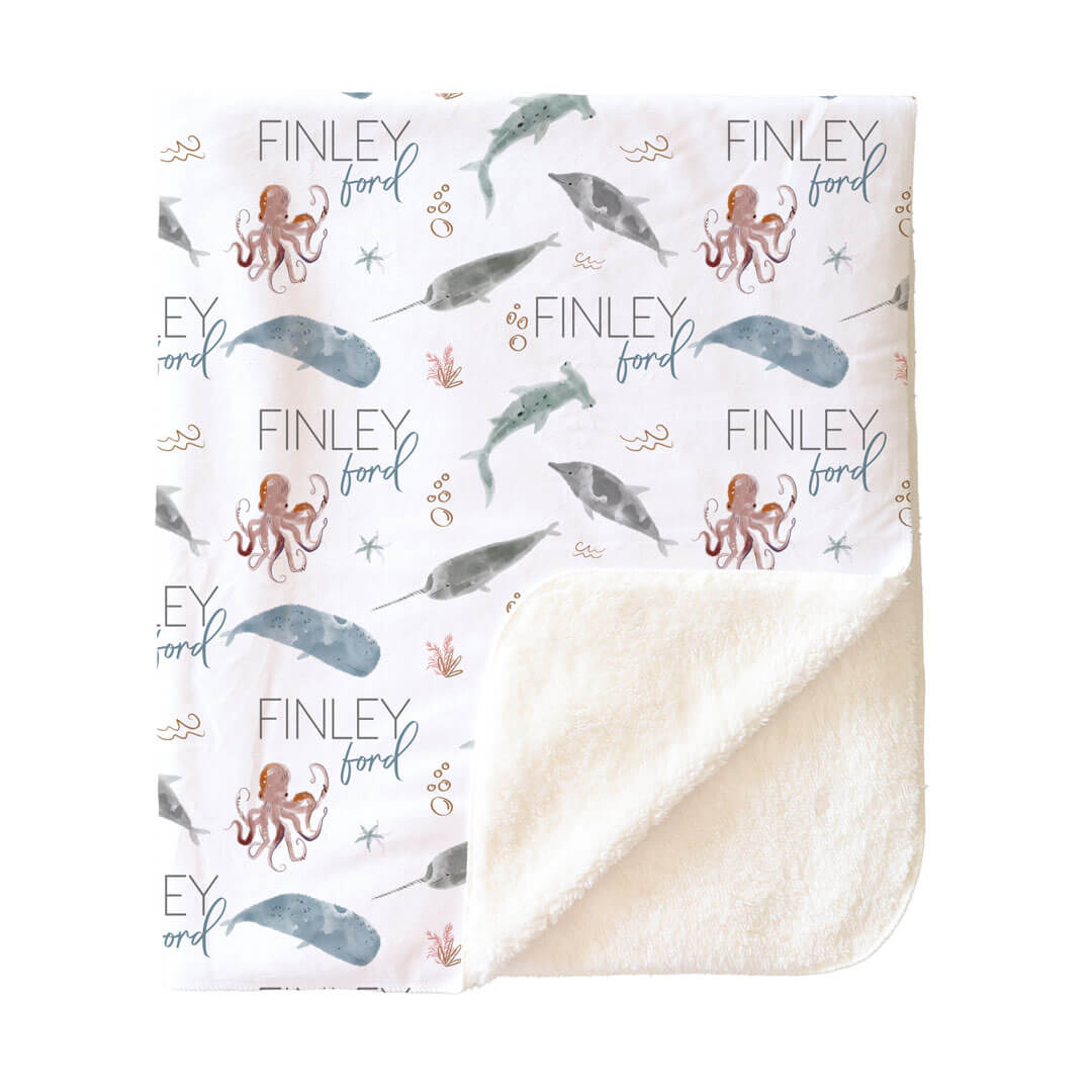 Sea Life Personalized Toddler Blanket