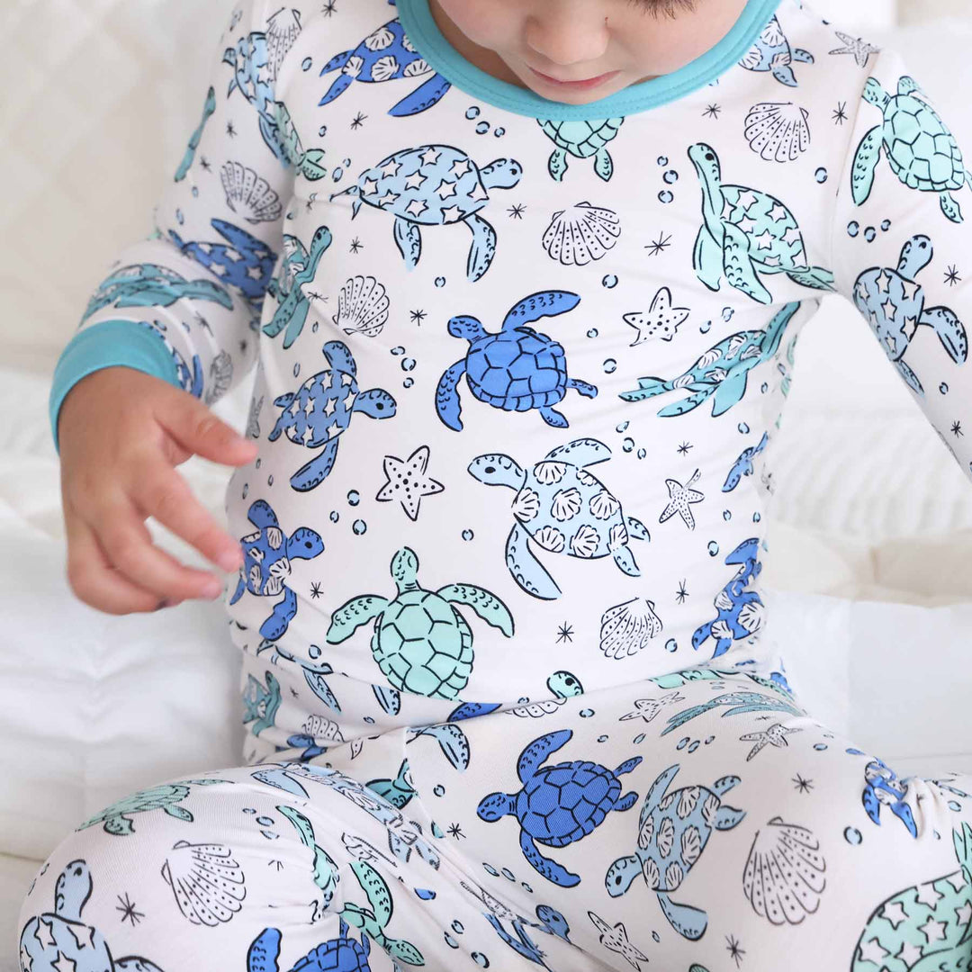 Sea Turtle Splash Two Piece Pajama Set