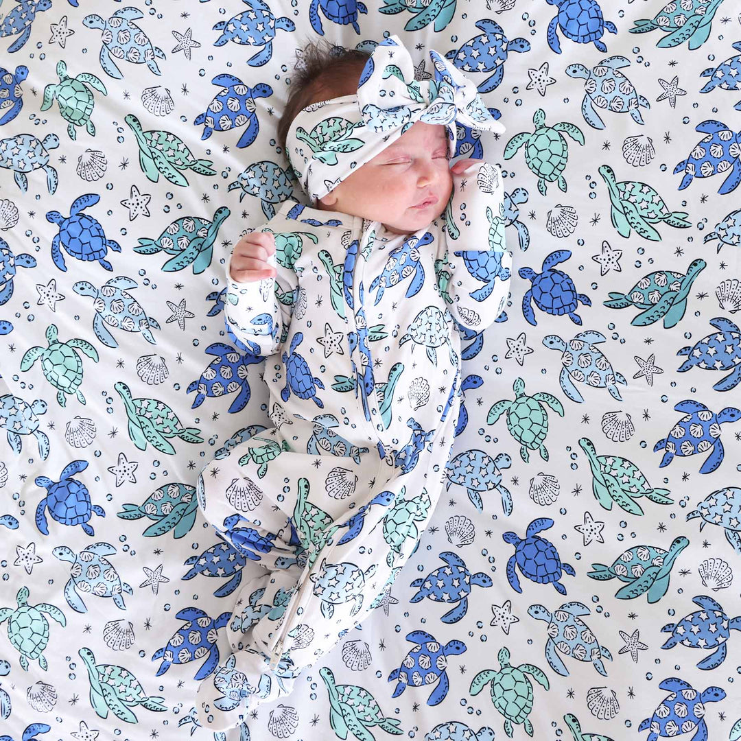 sea turtle splash headwrap for newborn girls 
