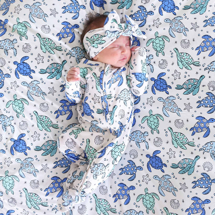 sea turtle splash headwrap for newborn girls 