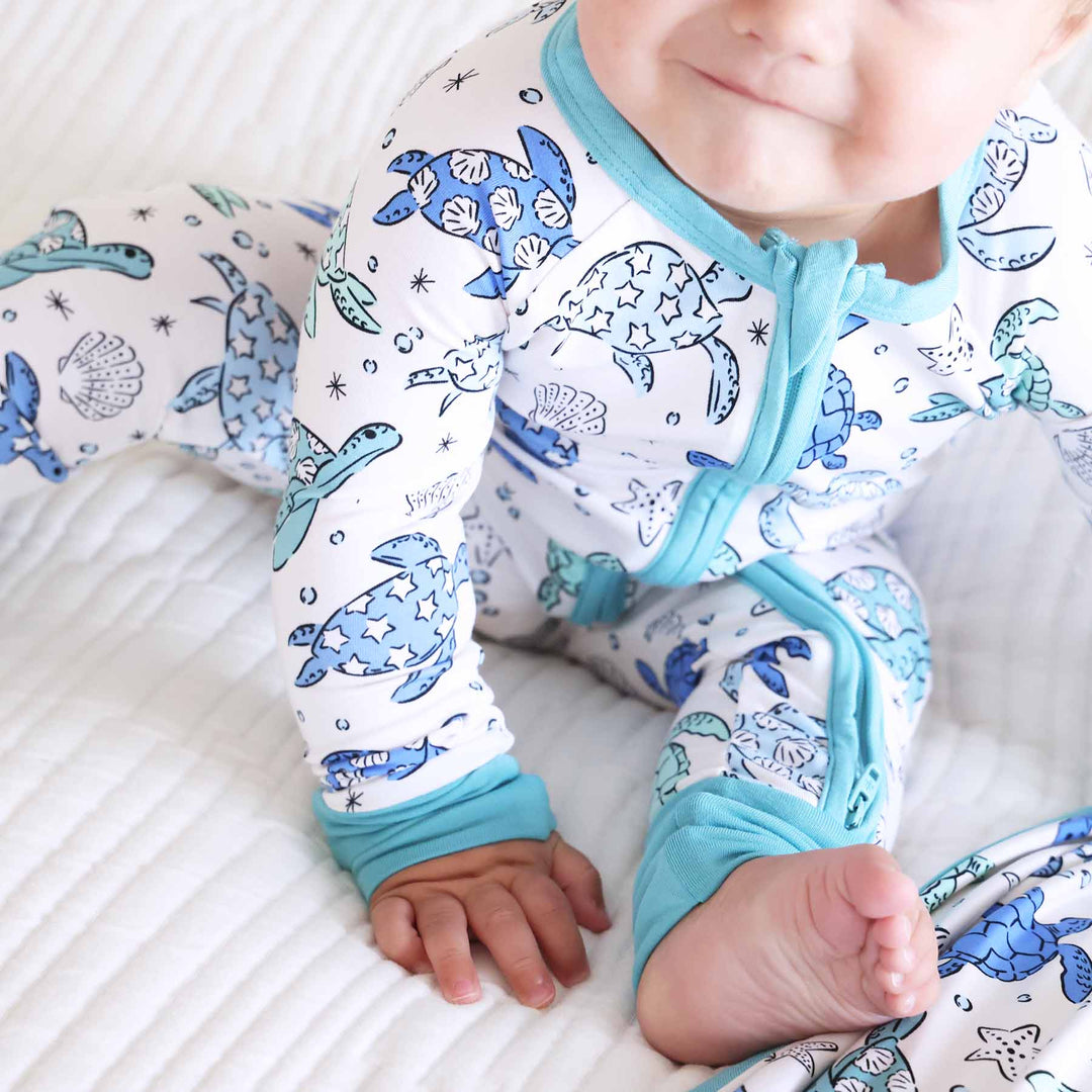sea turtle convertible zip romper pajama 