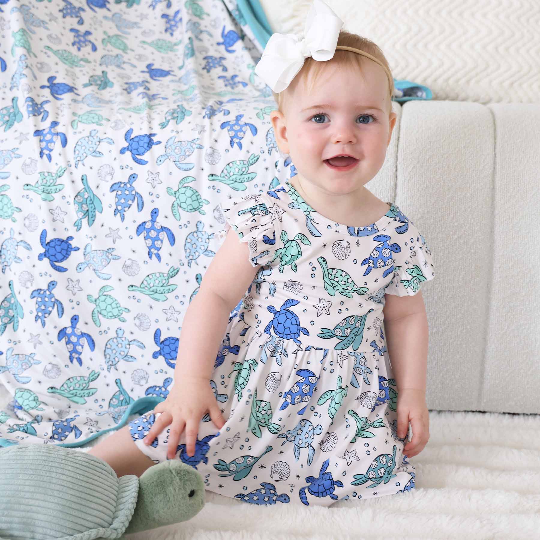 Sleeveless Twirl Bodysuit | Sea Turtle Splash