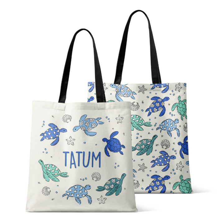 personalized sea turtle tote bag for kids 