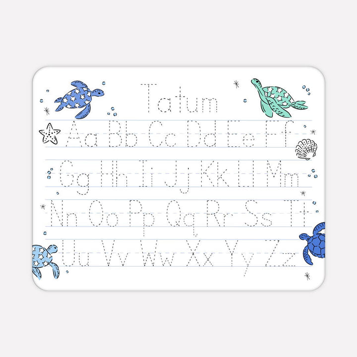 sea turtle splash personalized alphabet whiteboard for kids 
