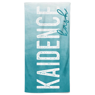 personalized beach towel teal