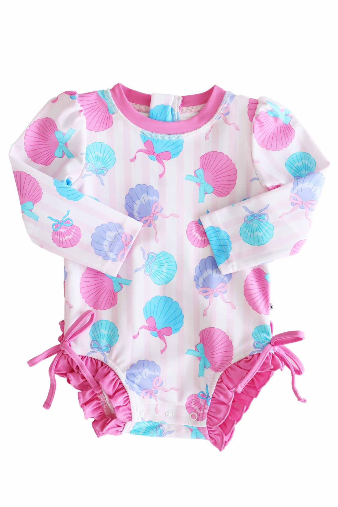 seaside sweetie long sleeve rash guard with ruffle bottom for baby girls 