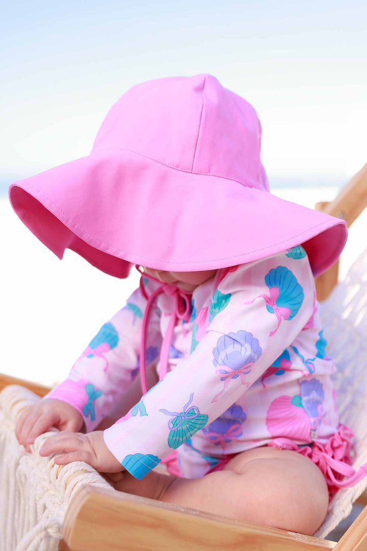 solid pink sun hat for babies 
