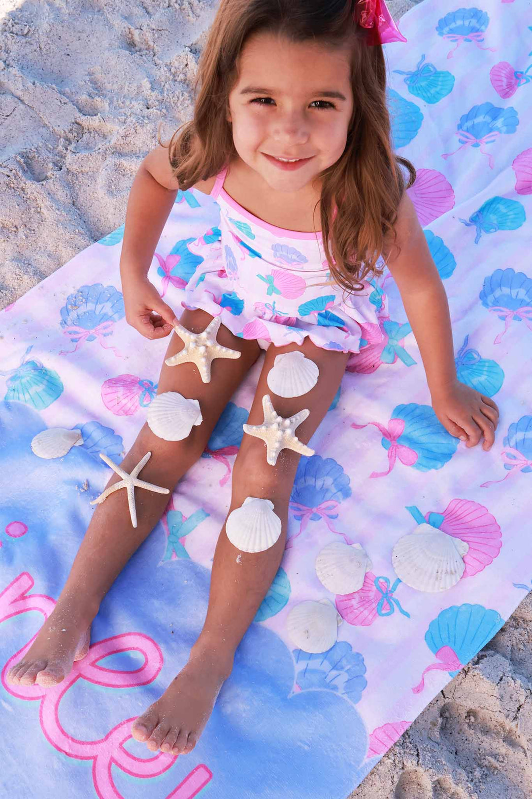 seaside sweetie personalized beach towel for kids with matching tankini 