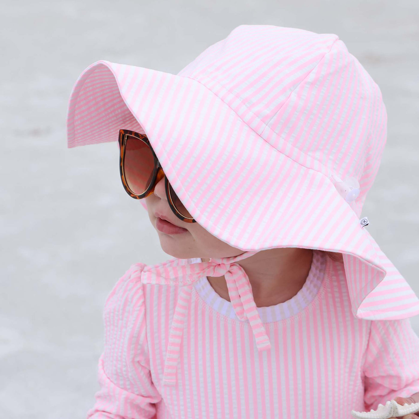 printed sun hat seersucker pink
