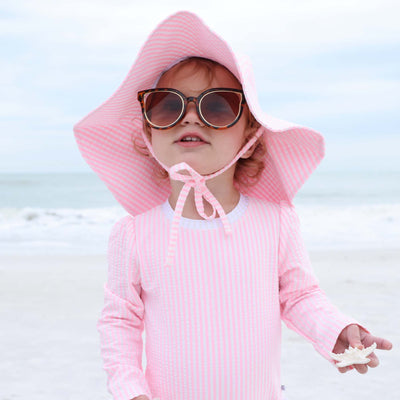 seersucker pink sun hat for kids 