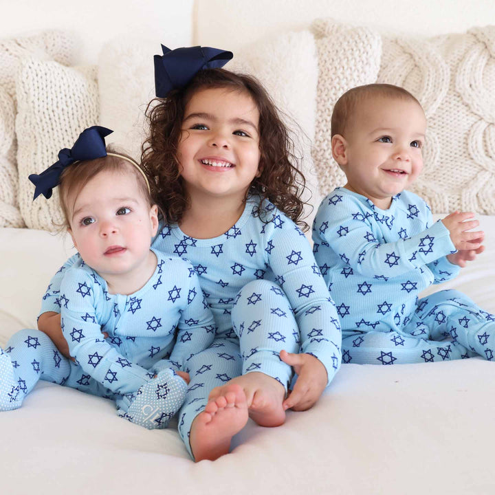 shalom snuggles sibling matching pajamas for hanukkah 