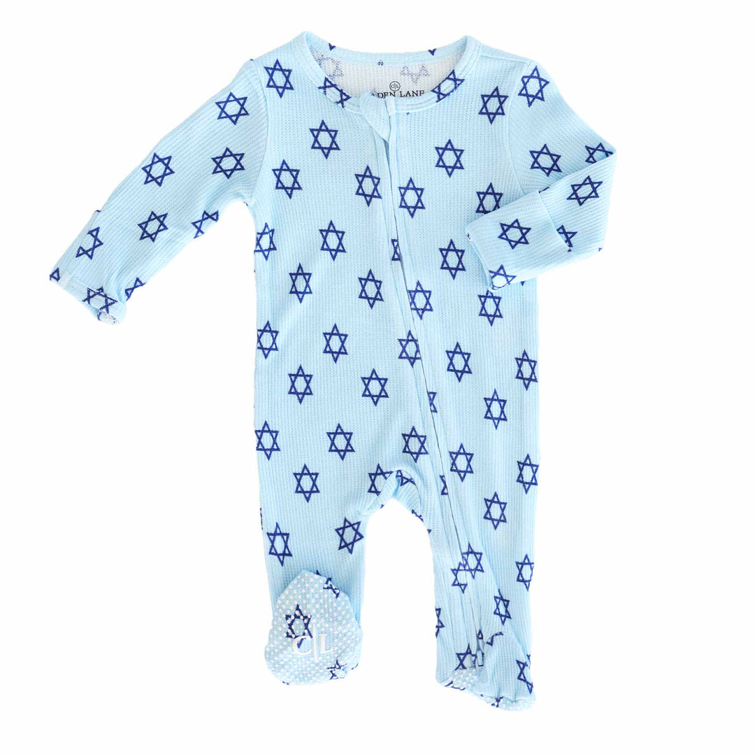 shalom snuggles star of david hanukkah footie for babies 