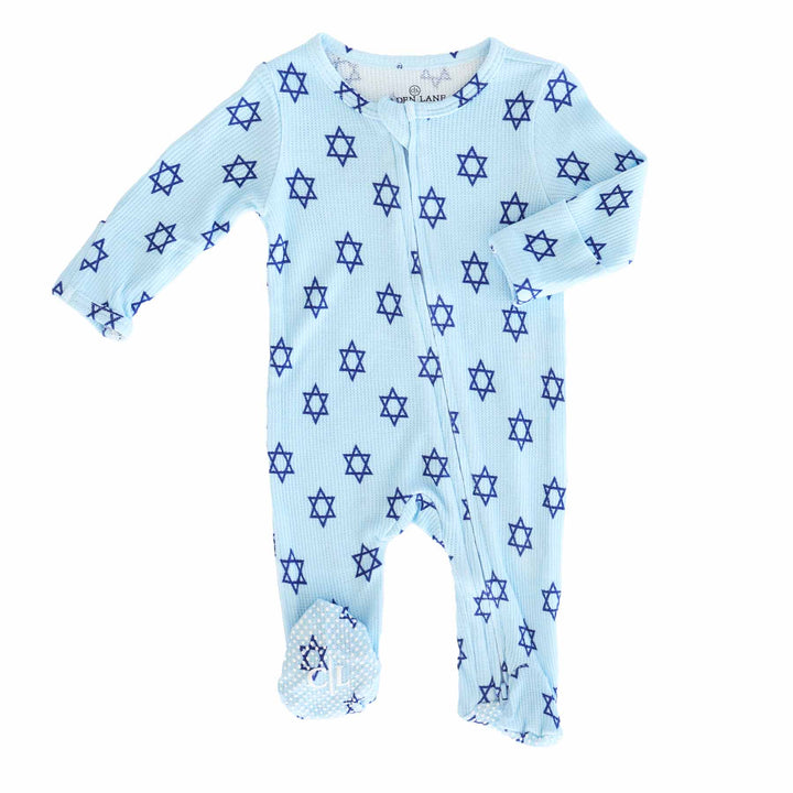 shalom snuggles star of david hanukkah footie for babies 
