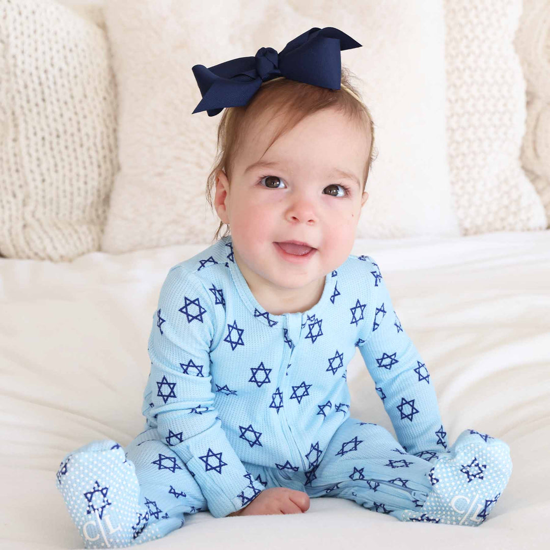 shalom snuggles baby zipper footie pajamas with foot grippers