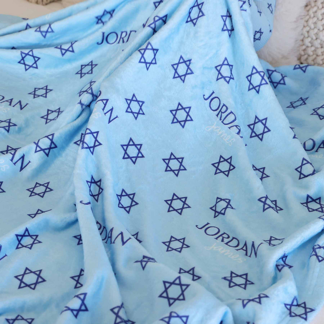 shalom snuggles personalized blanket for kids hanukkah themed