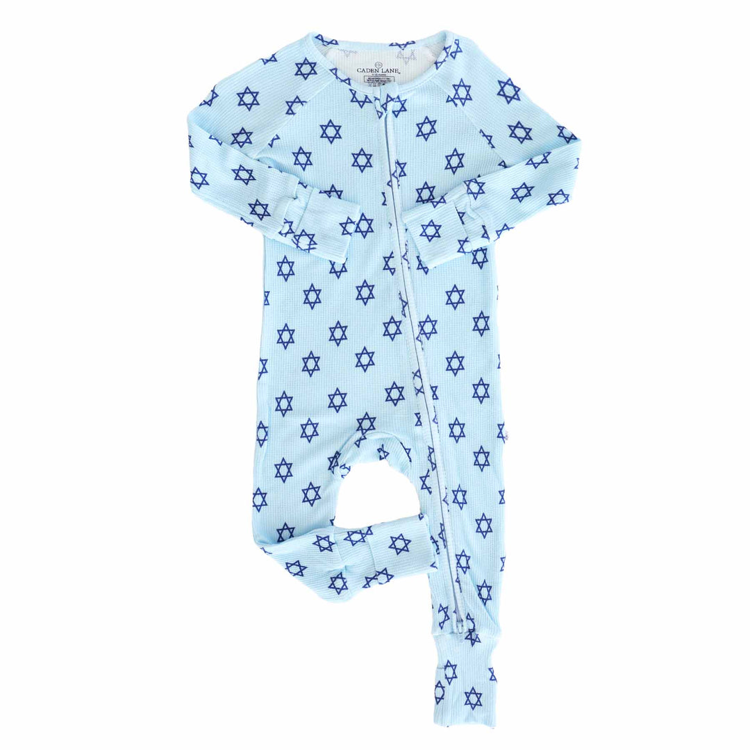 bamboo waffle hanukkah zip romper pajama 