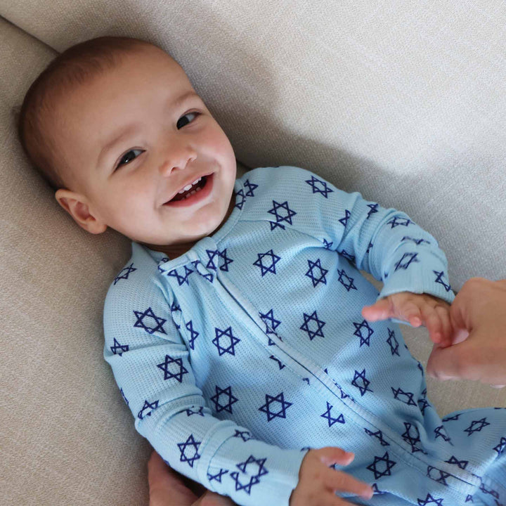 shalom snuggles bamboo waffle convertible zip romper for babies and toddlers 