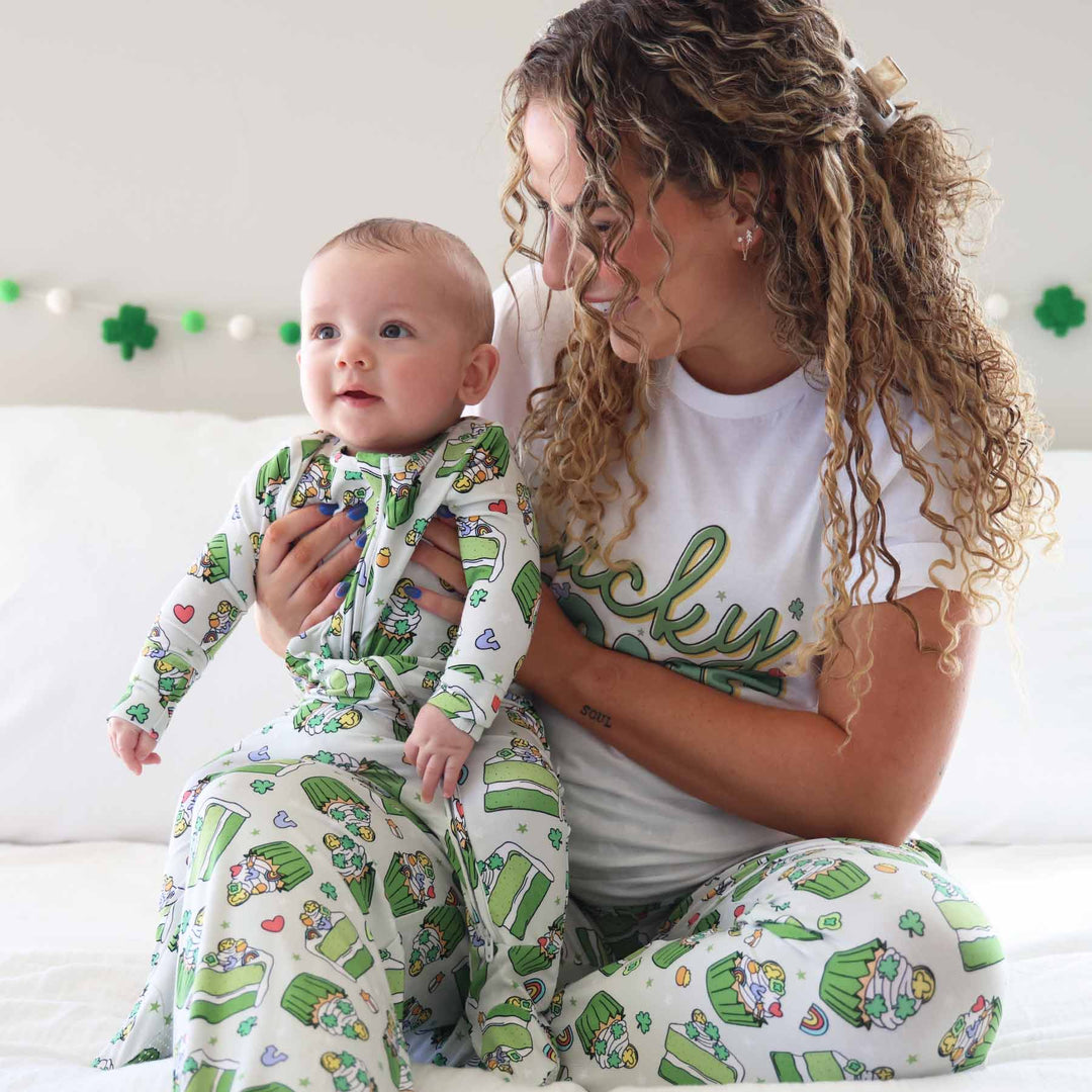 green cake and cupcake st. patrick's day family matching pajamas 