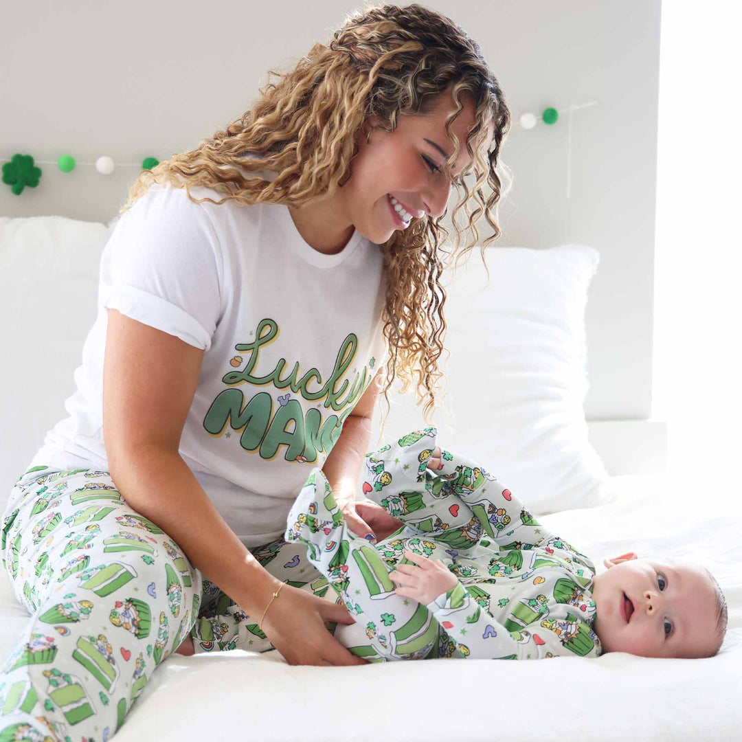 mom and son st. patrck's day matching family pajamas 