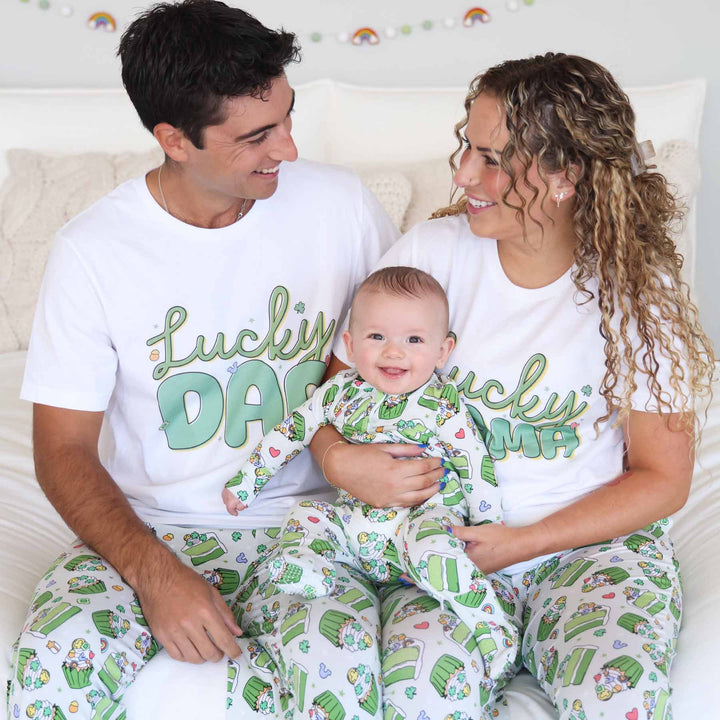 st. patrick's day family matching pajamas for parents and kids 