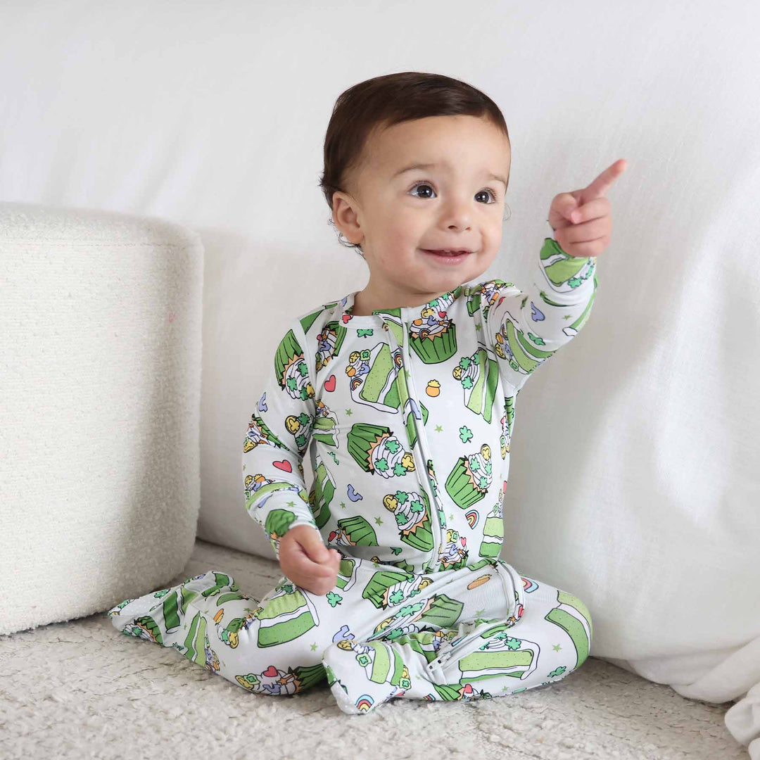 shamrock sweets zipper footie pajama for baby boys 