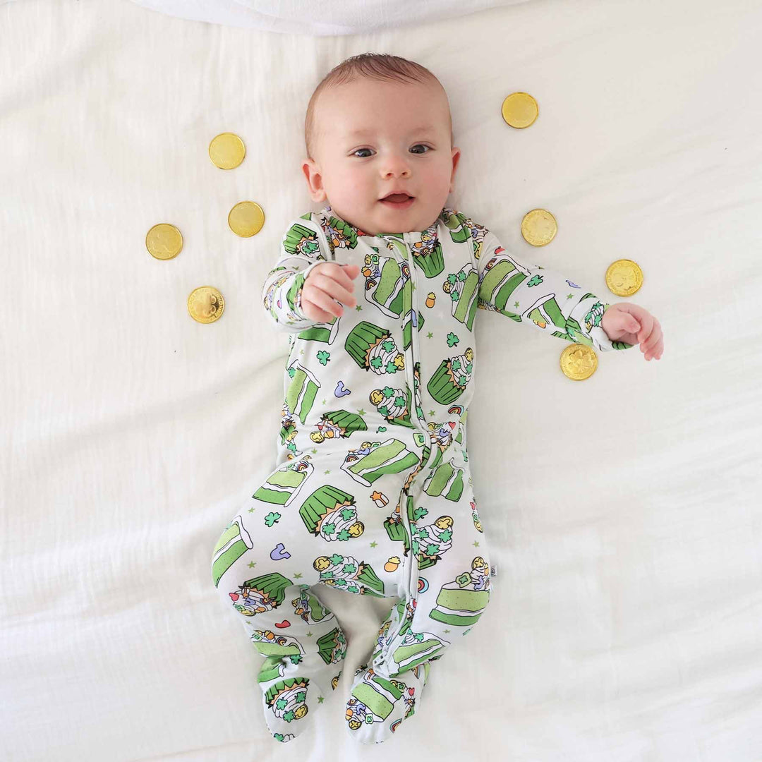 shamrock sweets baby zipper footie pajama gender neutral