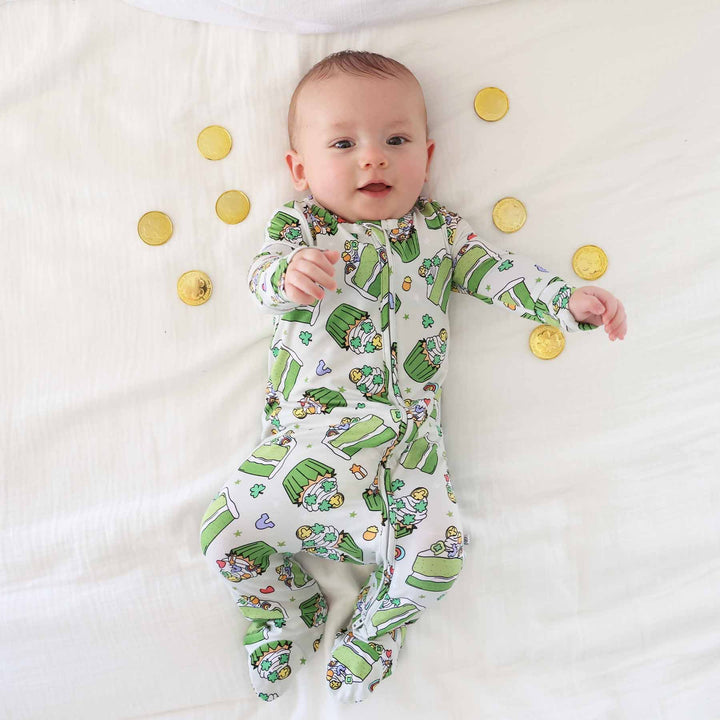 shamrock sweets baby zipper footie pajama gender neutral