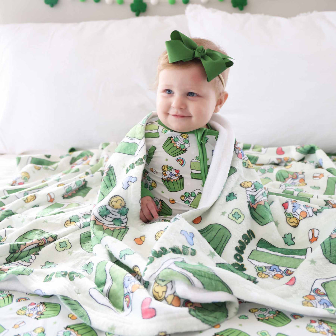 St. Patrick's ay dessert theme personalized blanket for kids 
