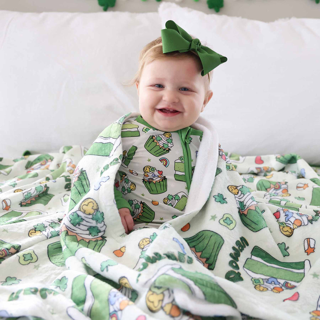 shamrock sweets personalized kids blanket 