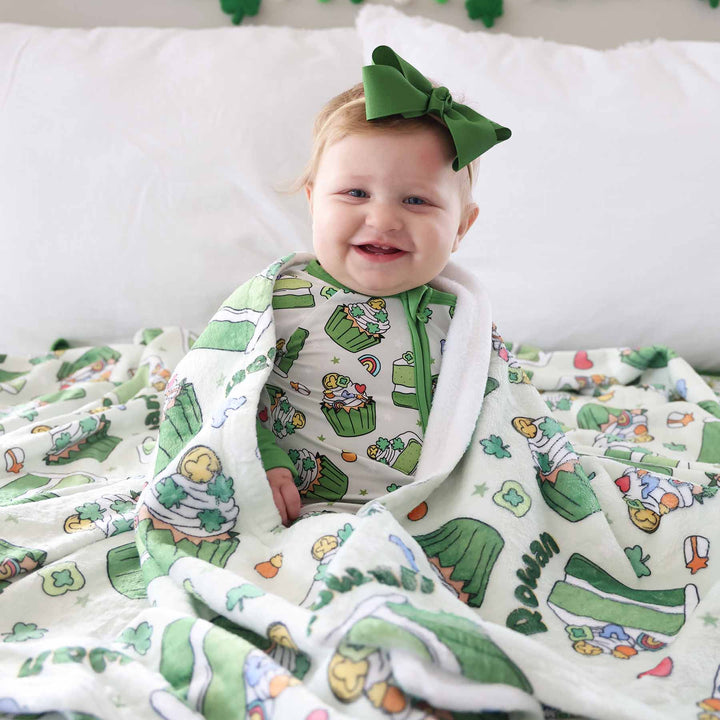 shamrock sweets personalized kids blanket 