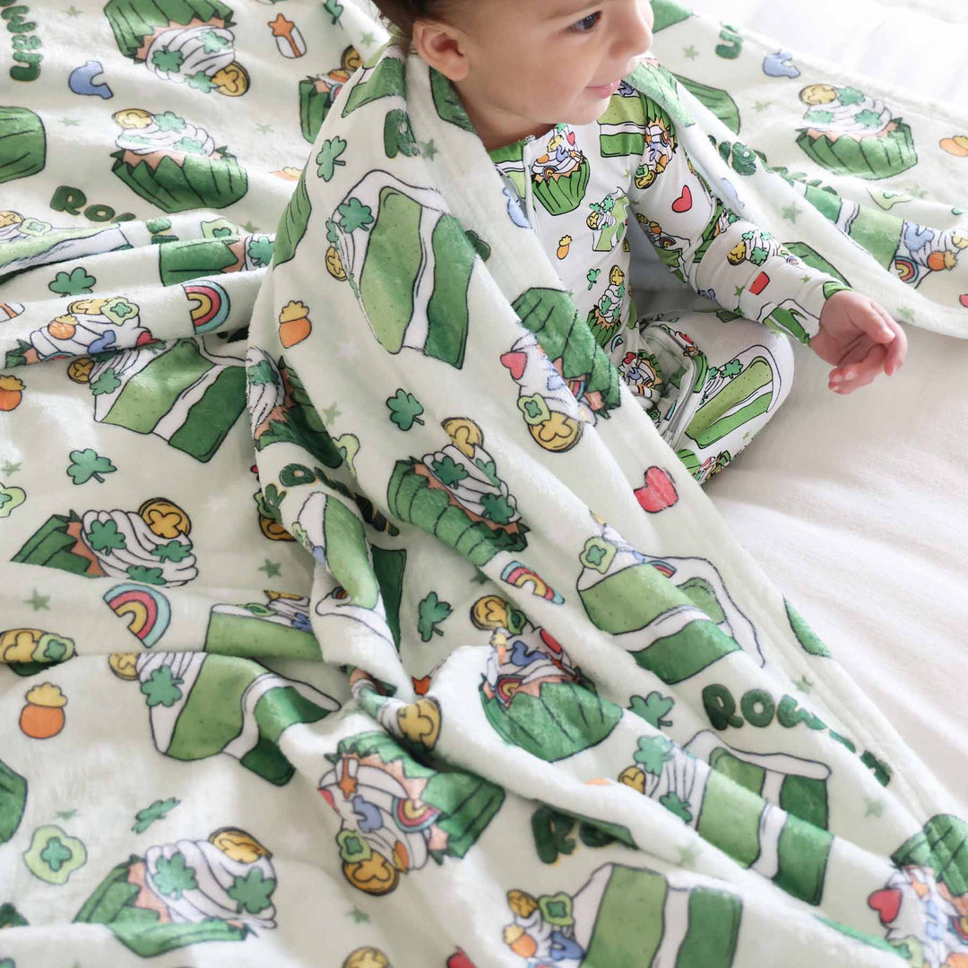 st. patrick's day dessert personalized blanket for kids 