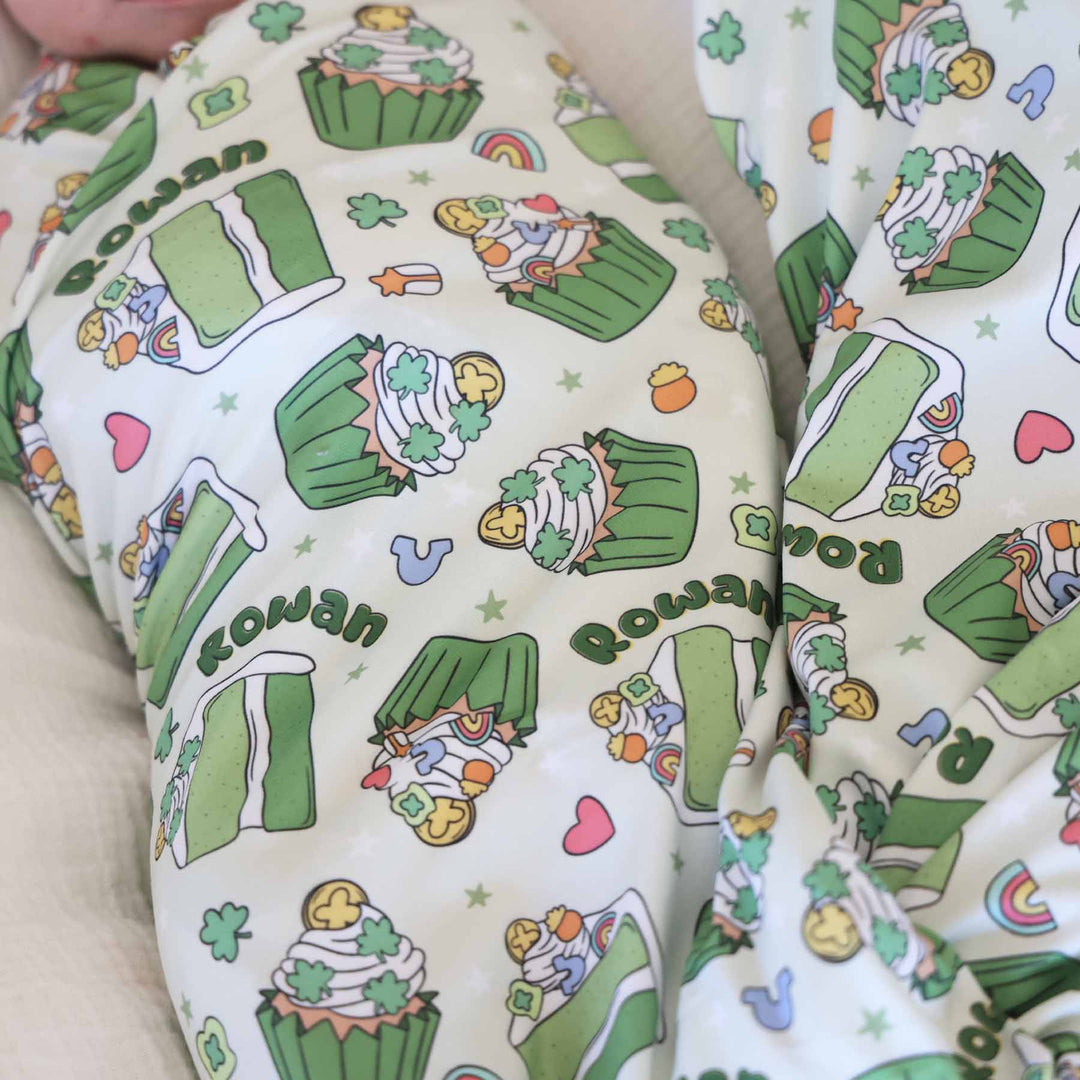 st. patrick's day personalized swaddle blanket 