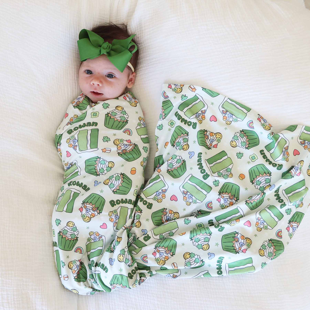 shamrock sweets personalized newborn baby swaddle gender neutral