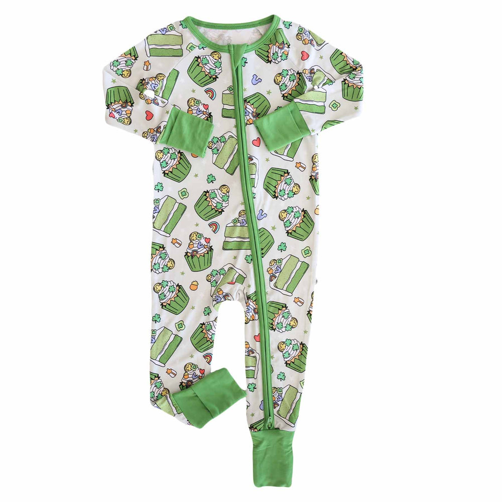 shamrock sweets convertible zip romper pajama for babies and toddlers 