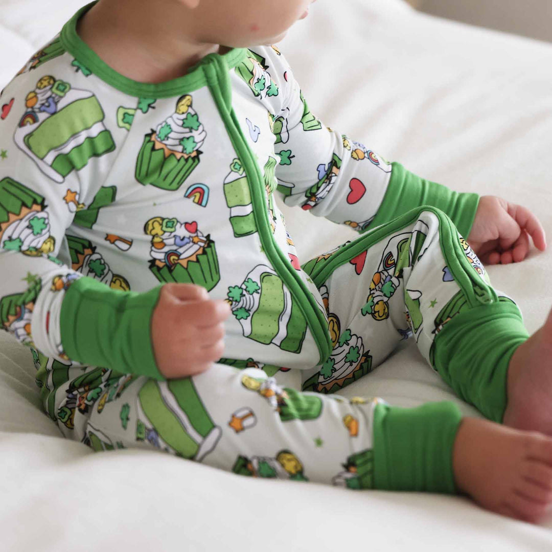 shamrock sweets baby zip romper pajama for babies and toddlers 